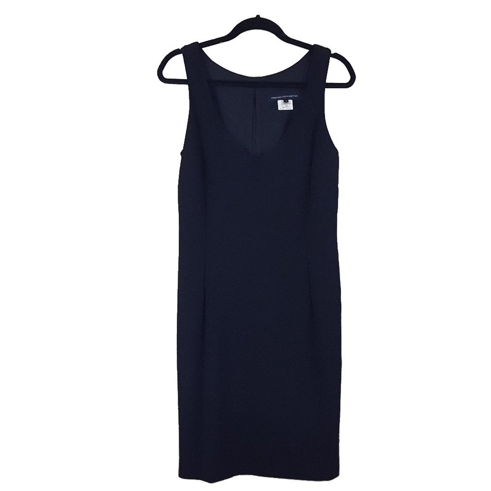 French Connection Textured V-Neck Sleeveless Sheath Dress Women's 8 Solid Black